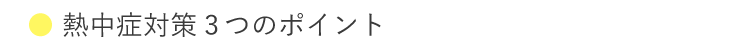 早めの対策が肝心な熱中症対策。3つのポイント