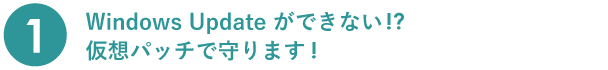 特徴1　Windows Update ができない！？仮想パッチで守ります！