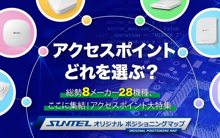 アクセスポイントどれを選ぶ？ 総勢8メーカー28機種、ここに集結！アクセスポイント大特集 SUNTEL オリジナル ポジショニングマップ ORIGINAL POSITIONING MAP